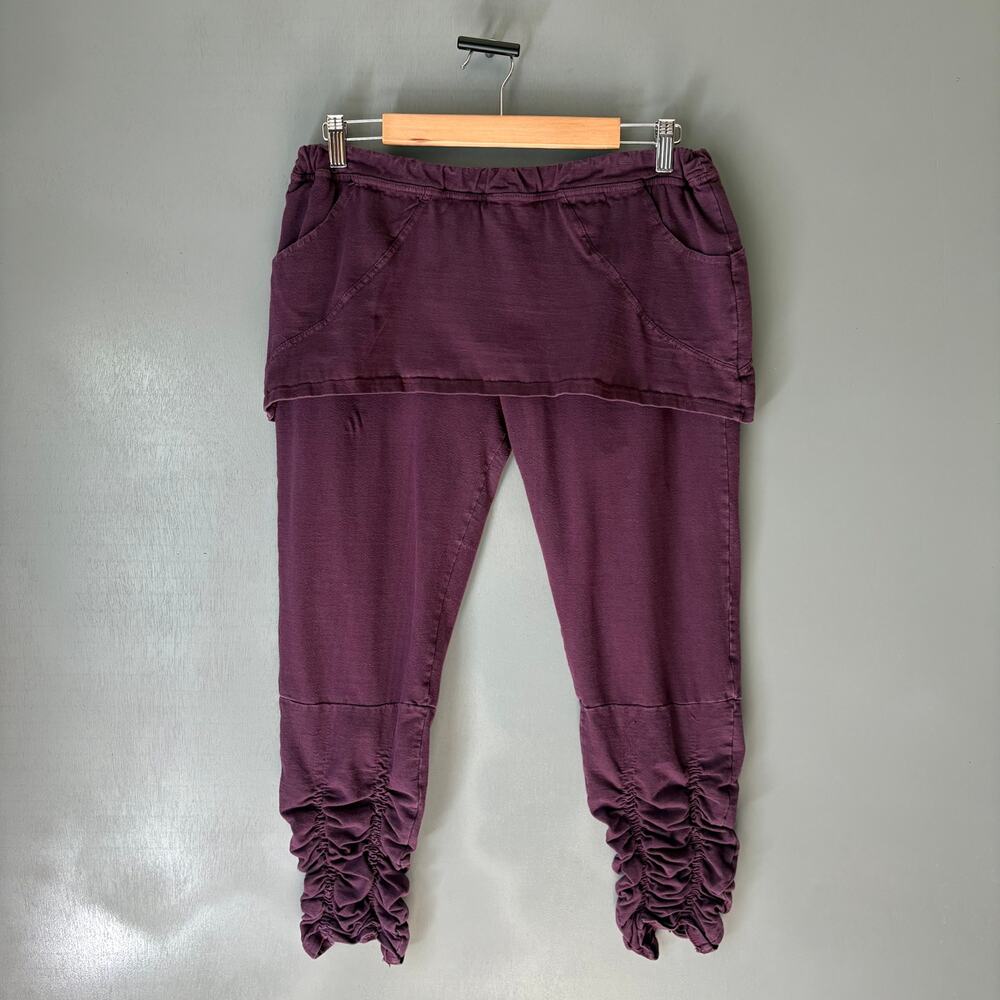 MISHU Women's XL Purple Boho Yoga Ruched Leg Hippie Pants Leggings Comfort